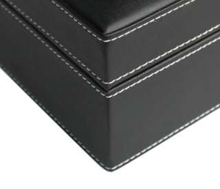 BLACK SOLID LEATHER WATCH JEWELRY DISPLAY CASE BOX  