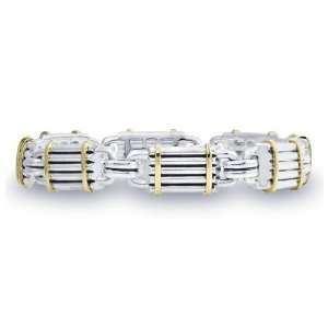 Goodman Sterling Silver and 18k Bracelet with High Polish Finish. 8 