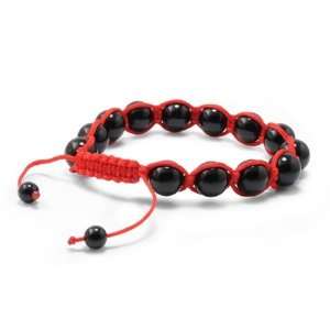  Shiny Onyx & Red String Shamballa Bracelet 10MM Jewelry