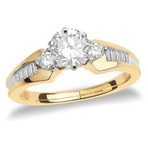 14k Yellow Gold Round Diamond 3 Stone Engagement Ring with Channel Set 