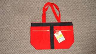   Vintage RED Canvas 70s Shopper Hippie Tote Purse NOS/WT Metal zippers