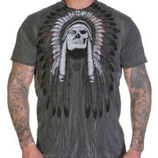  Affliction Tribe Indian Embroidered Short Sleeve Tee Shirt 