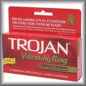  Trojan Vibrating Rings with Premium Latex Condoms   Twin 