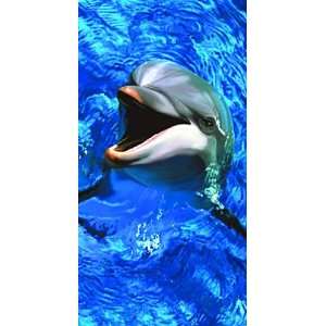  Laughing Dolphin Terry Velour Beach/Bath Towel