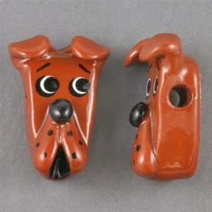  20mm Brown Dog Whimsical Ceramic Beads Arts, Crafts 