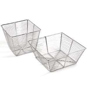  Square Wire Serving / Bread Basket   7 x 7 x 5 1/2 Tall 