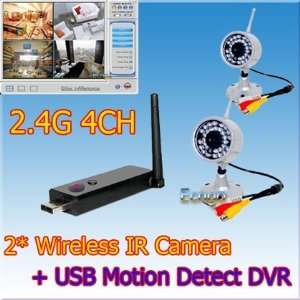   wireless usb dvr security kit motion detect+2 ir camera Camera