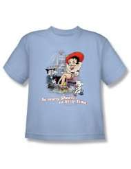 Betty Boop   So Many Shoes Youth T Shirt In Light Blue