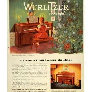 1947 Ad Wurlitzer Spinette Piano Mahogany Model 425   Original Print 